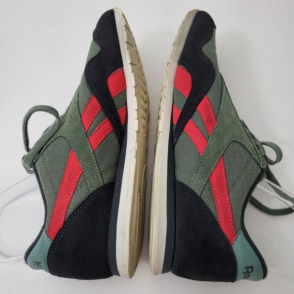 REEBOK Classic Sneakers Womens 8 Green Red Suede Canvas Low Profile - Picture 5 of 10